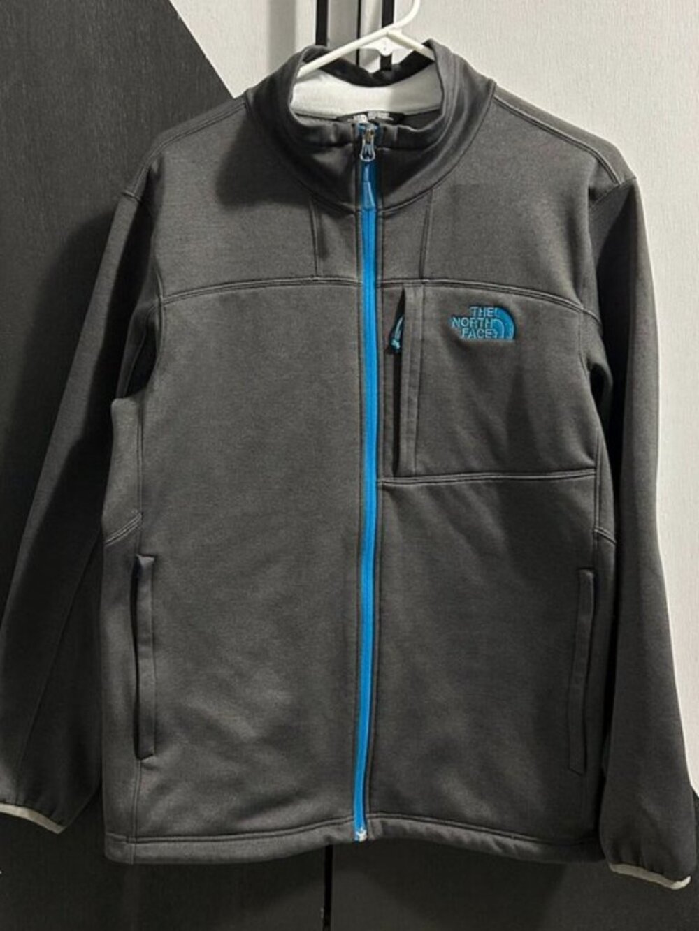 The North Face Gray/Teal Blue Full-Zip Sweatshirt Jacket Outdoor Men's M
